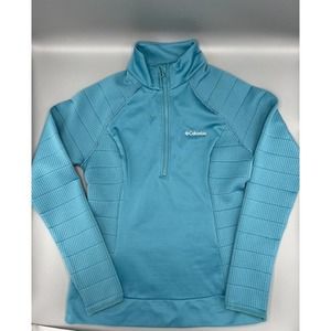 Columbia Size Small Womens Teal 1/4 Zip Athletic Top Long Sleeve Fleece Pullover